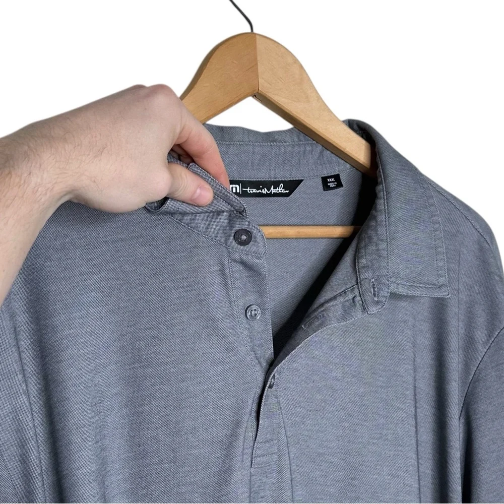 Travis Mathew Long Sleeve Gray Polo Shirt - Picture 3 of 6